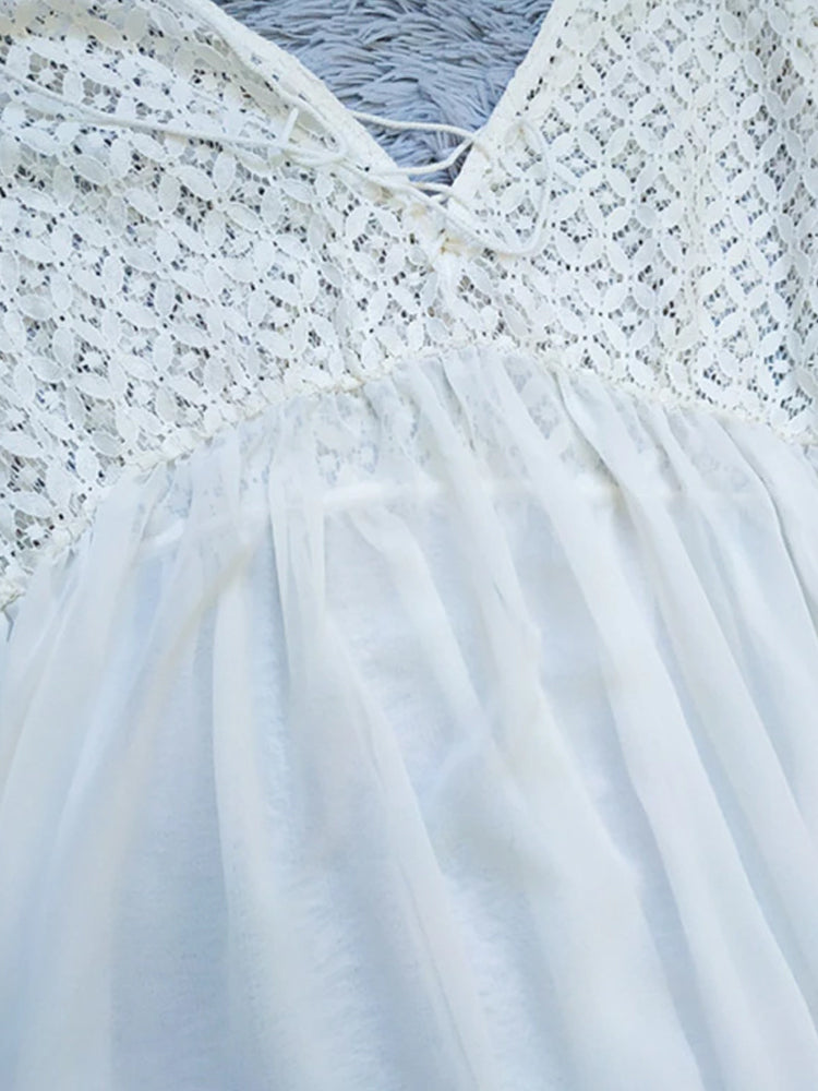 The White Lace Flowy Dress