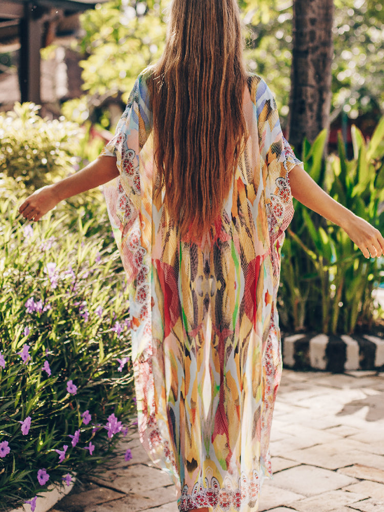 The Vacation Print Kaftan | Printed Bathing Suit Coverup | Bohemian Kaftan