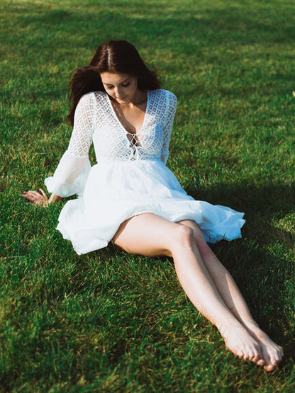 The White Lace Flowy Dress