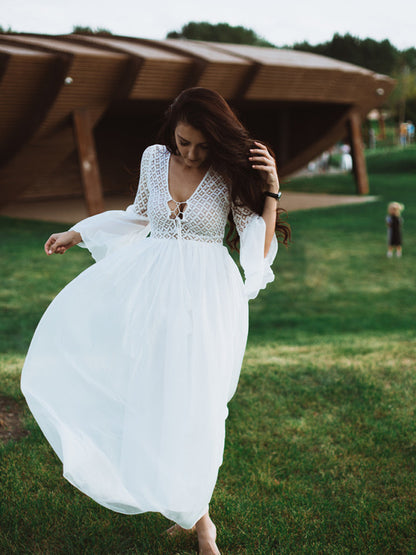 The White Lace Flowy Dress