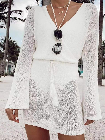 V-Neck Beach Blouse Bikini Cover Up