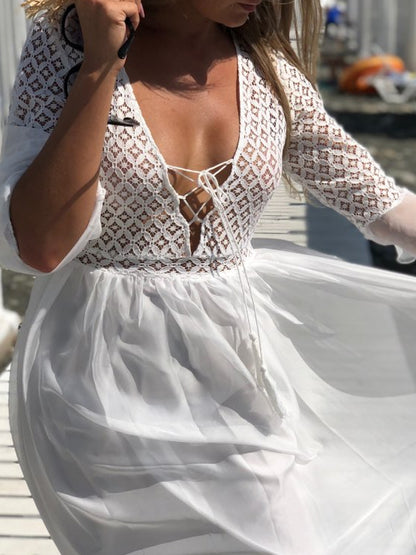 The White Lace Flowy Dress