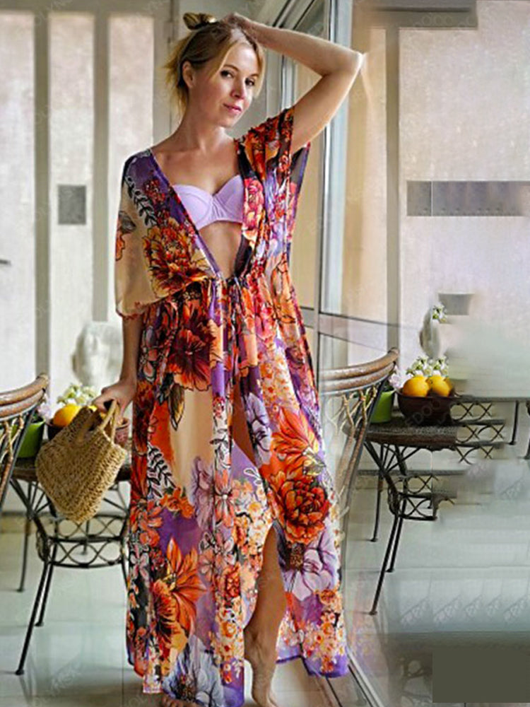 The Vacation Print Kaftan | Printed Bathing Suit Coverup | Bohemian Kaftan