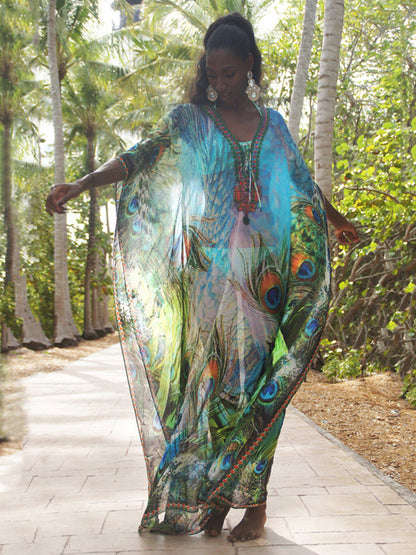 The Vacation Print Kaftan | Printed Bathing Suit Coverup | Bohemian Kaftan