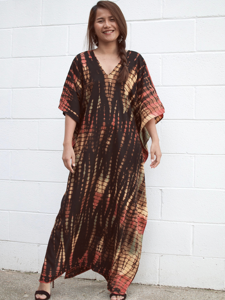 Striped Bohemian Cape Tunic For Kaftan