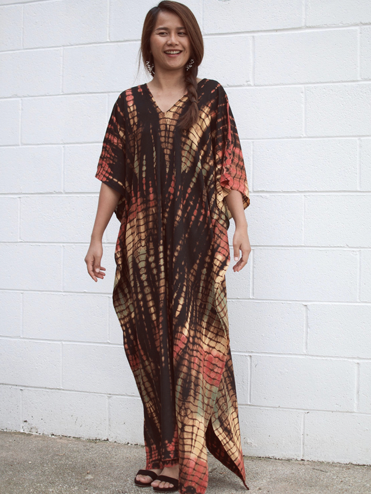 Striped Bohemian Cape Tunic For Kaftan