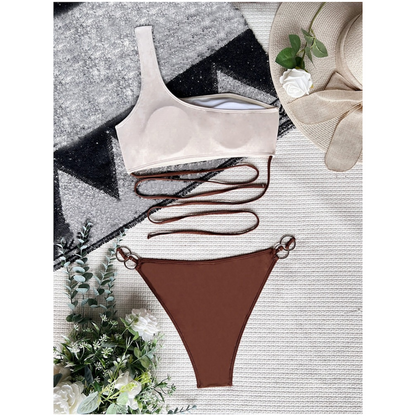 One Shoulder Bandage Swimwear