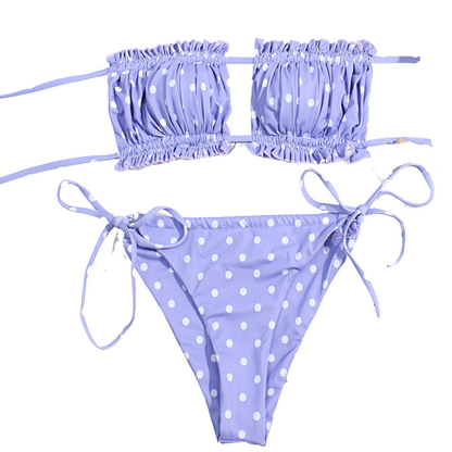 Bandeau Printed Top Side Tie Bottom Bikini