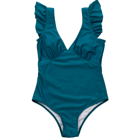 Solid Color Flounces Monokini Bikini