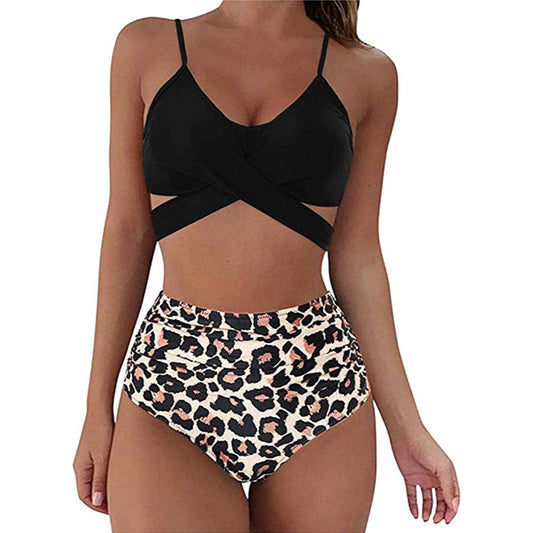 Women High Waisted Bathing Suits Tummy Control Push Up Two-Piece Bikini Set Swimsuits