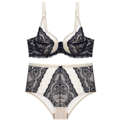 Lace Embroidery Ultra-thin Transparent Push Up Lingerie Set