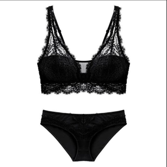 Jacquard Lace Push Up Bra And Panty Set