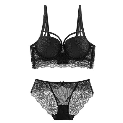 Elegant Lace Bandage Push Up Lingerie Set For Women