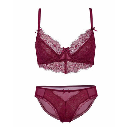 3/4 Cup Gather Embroidery Lace Lingerie Set