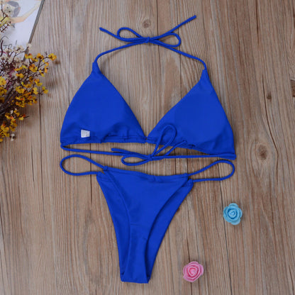 Stylish Summer Solid Color Bikini For Females