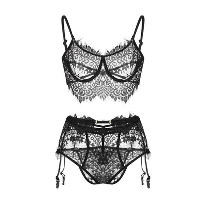 Lace Fine Mesh Lingerie Set