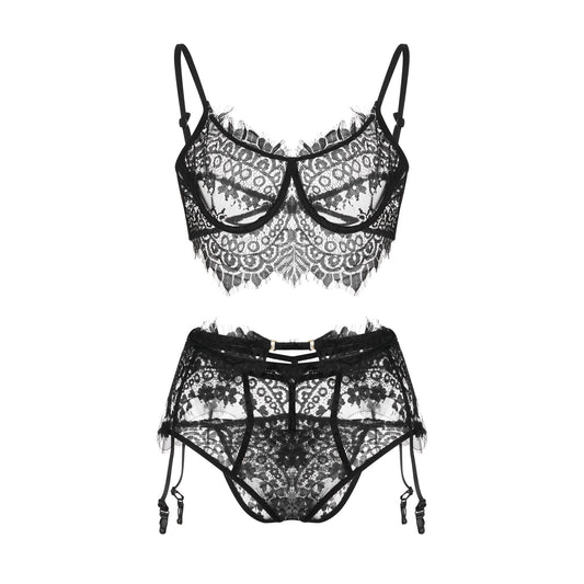 Lace Fine Mesh Lingerie Set