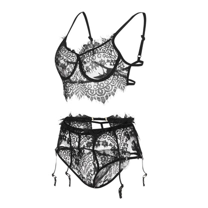 Lace Fine Mesh Lingerie Set