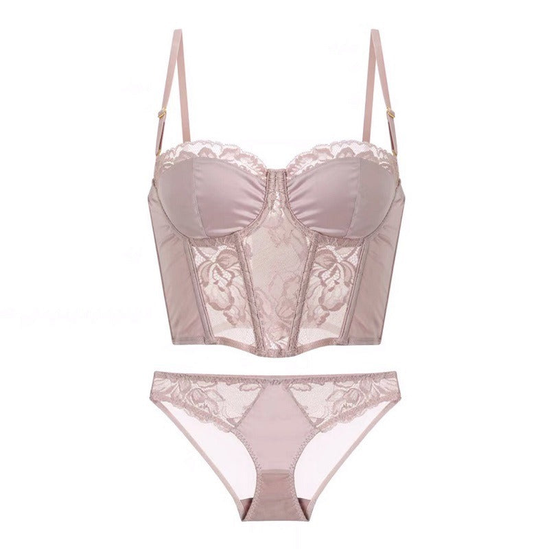 French Embroidery Rubber Bone Push Up Bra And Panty Set