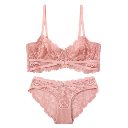 Lace Embroidery Push Up Brassiere And Underwear Set