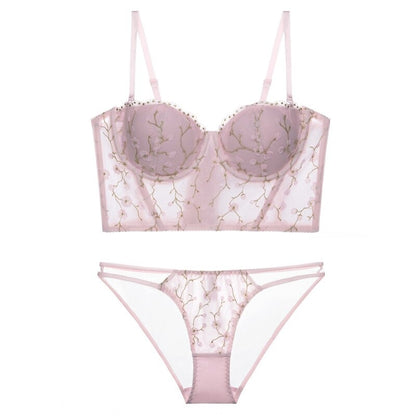 Lace Embroidery Push Up Bras And Panty