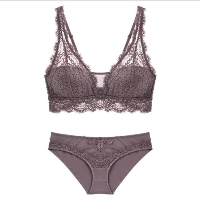 Jacquard Lace Push Up Bra And Panty Set