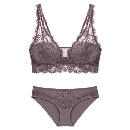 Jacquard Lace Push Up Bra And Panty Set