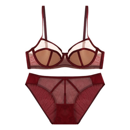 French Stitching Push-Up Bra And Panties Set