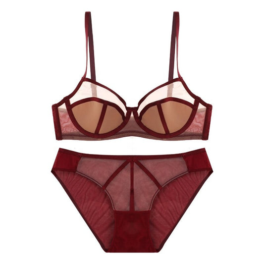 French Stitching Push-Up Bra And Panties Set