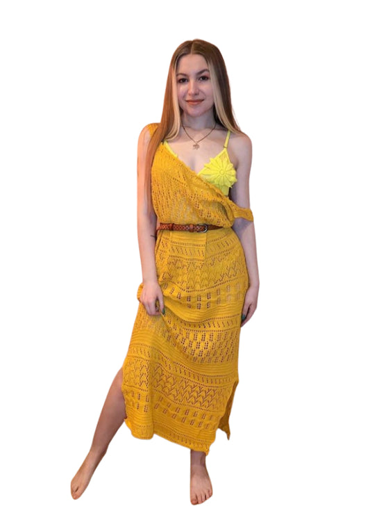 Sleeveless Knitted Crochet Cover-up Dress