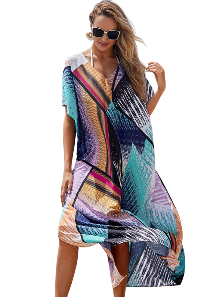 Vibrant Multicolor Bohemian Style Kaftan