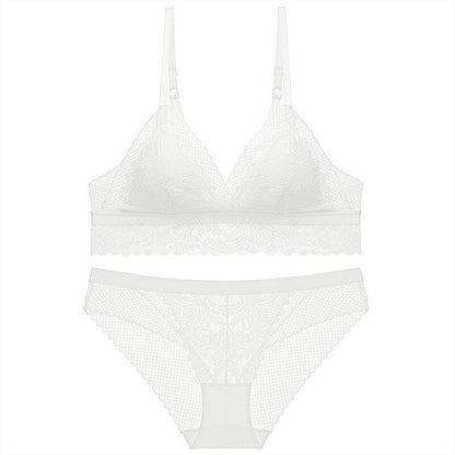 French Flowers Embroidery Lace Brassiere Set