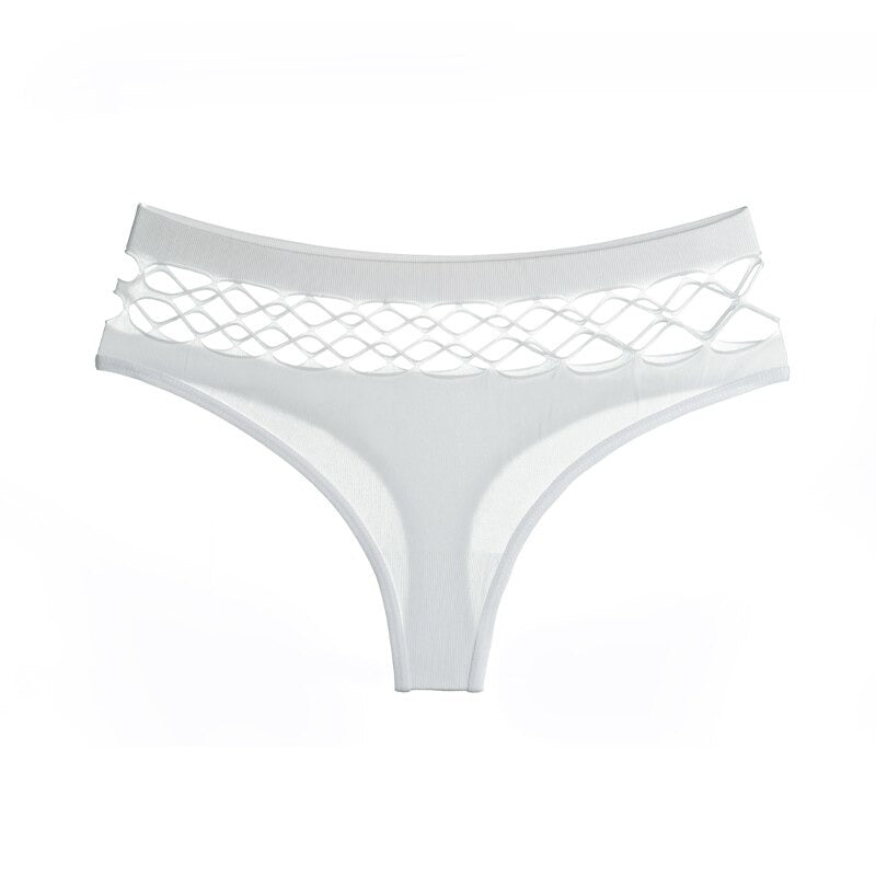 High Elastic Middle-Waist Hollow Out Thongs