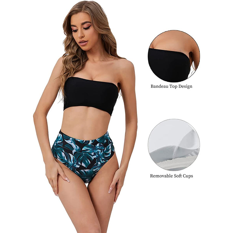 Bandeau Bikini Set Swimsuits With Shoulder Strap