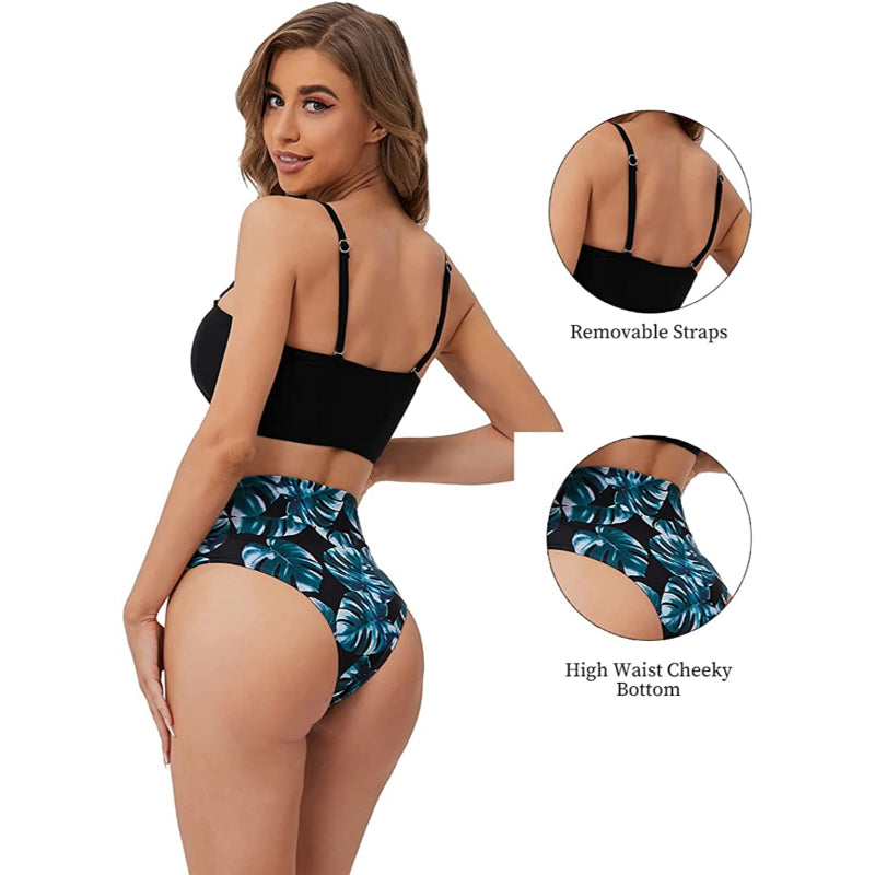 Bandeau Bikini Set Swimsuits With Shoulder Strap