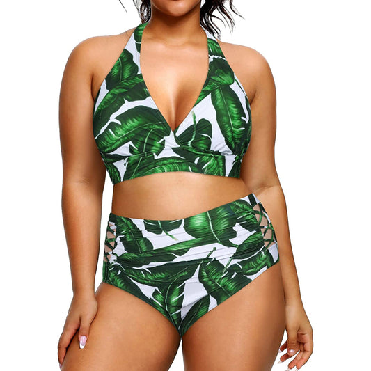 Super Stylish High Waisted Elastic Closure V-Neck Women's Bikini