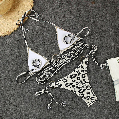 Multicolor Hollow Out Cross String Bikini Swimsuit Set