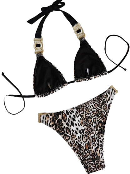 Leopard Print Diamond Bikini