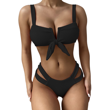 Knotted V-Neck Bikini