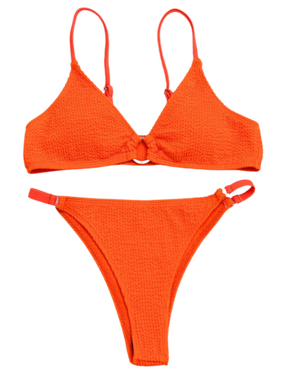 Solid Ribbed Two Piece Bikini Set