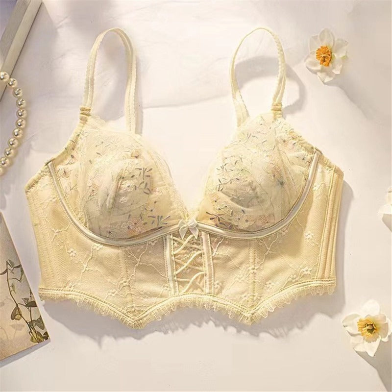 French Lace Embroidery Transparent Lingerie Set