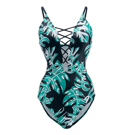 Tropical Cutout One Piece Swimsuit