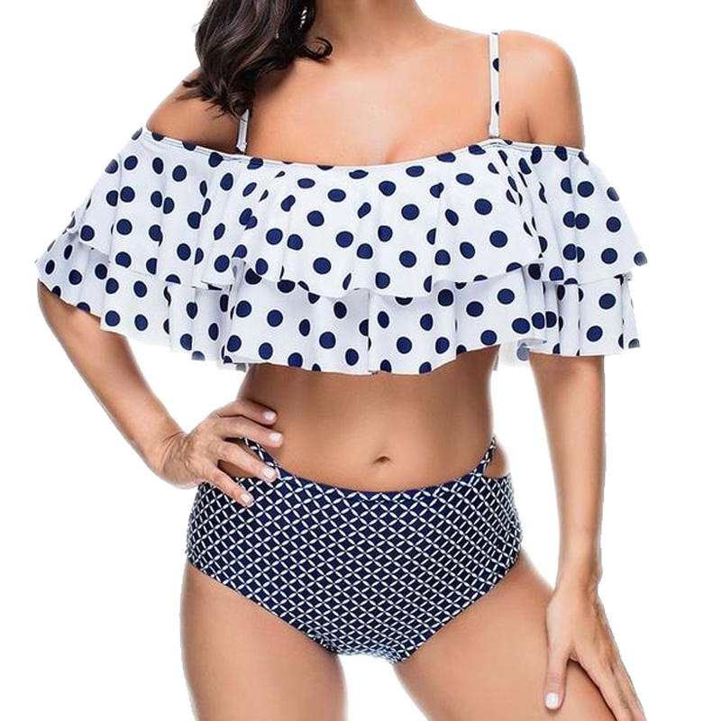 Polka Mid Waist Swimsuit