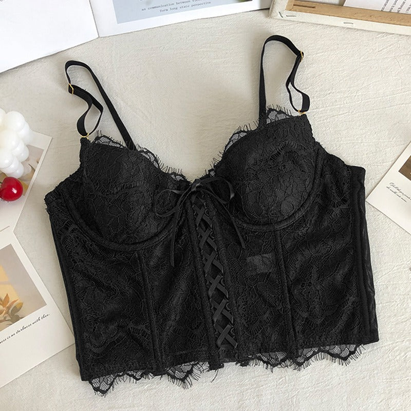 Embroidered Lace Gathered Lingerie For Women