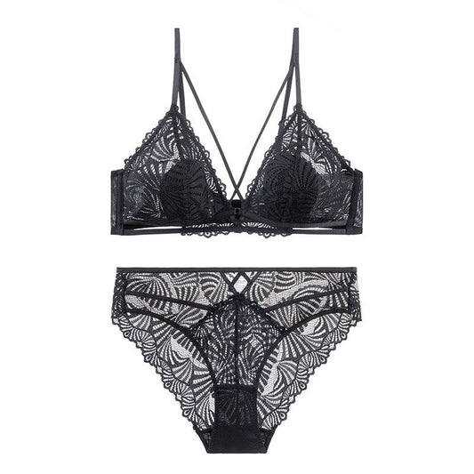 Fancy Embroidery Wire-Free Bralette And Panty Set