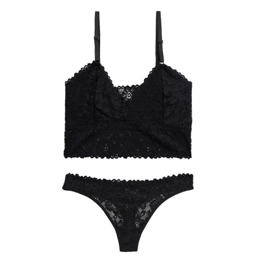 Seamless Lace Bralette And Low Waist Thongs