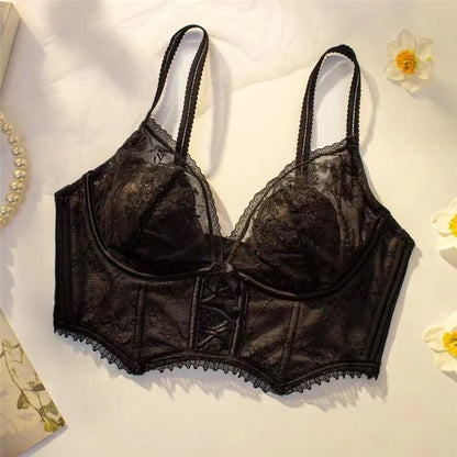 French Lace Embroidery Transparent Lingerie Set