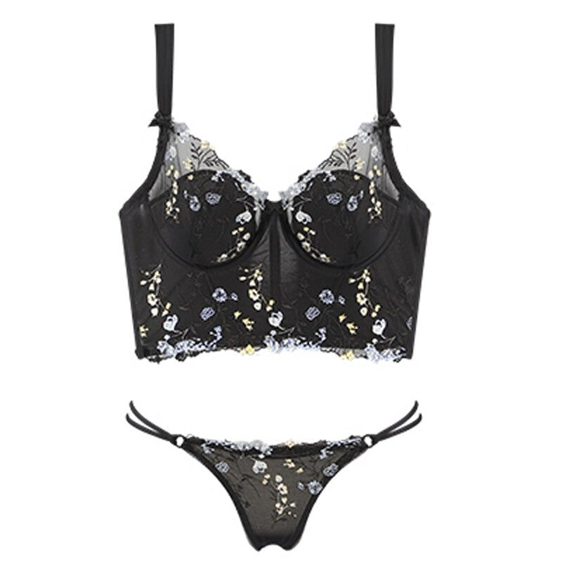 French Embroidery Lace Push Up Lingerie Sets