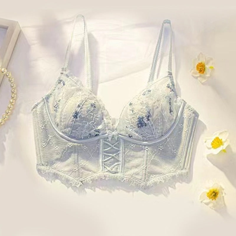 French Lace Embroidery Transparent Lingerie Set