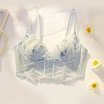 French Lace Embroidery Transparent Lingerie Set